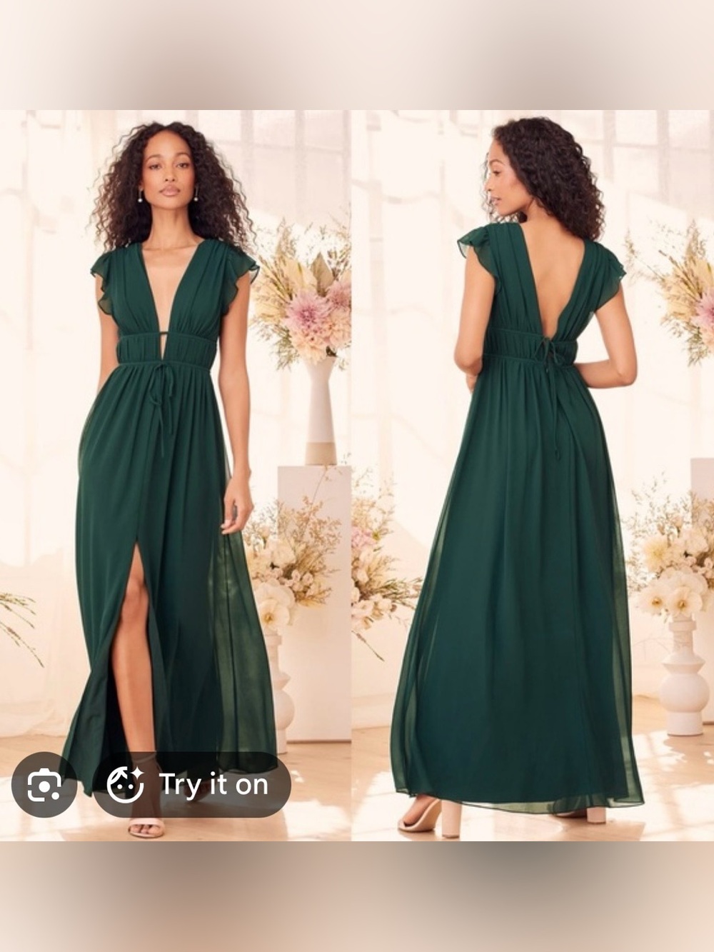 Lulus I’m all yours emerald green gown dress L